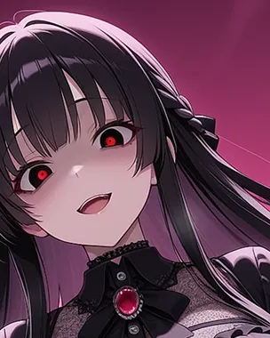 赤い瞳のアニメ系ヤンデレAI彼女・黒鐘くるみ